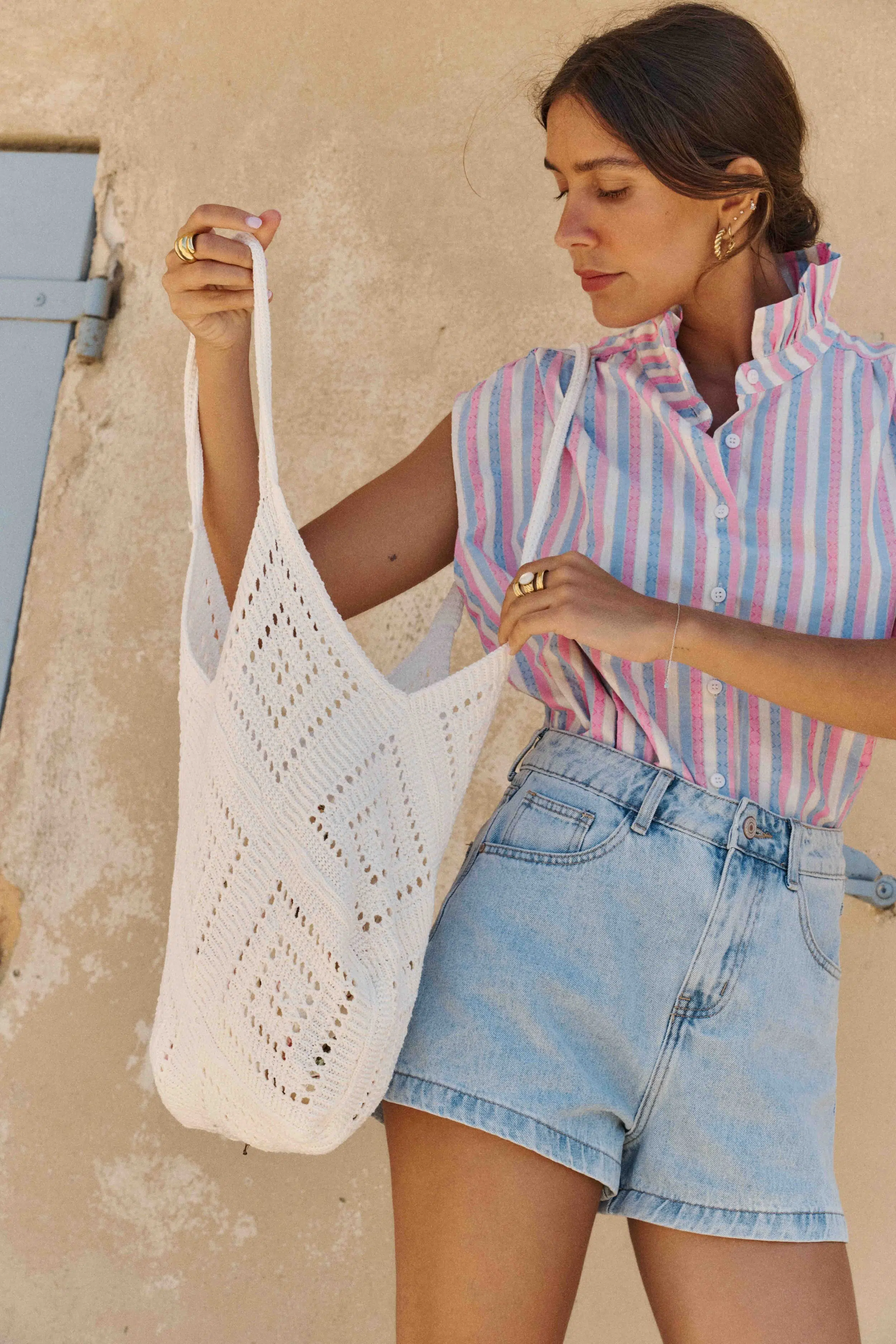 sac-cabas-palmar-blanc-sahoma-00002 Femme sac cabas blanc en maille crocheté - grande contenance - réversible