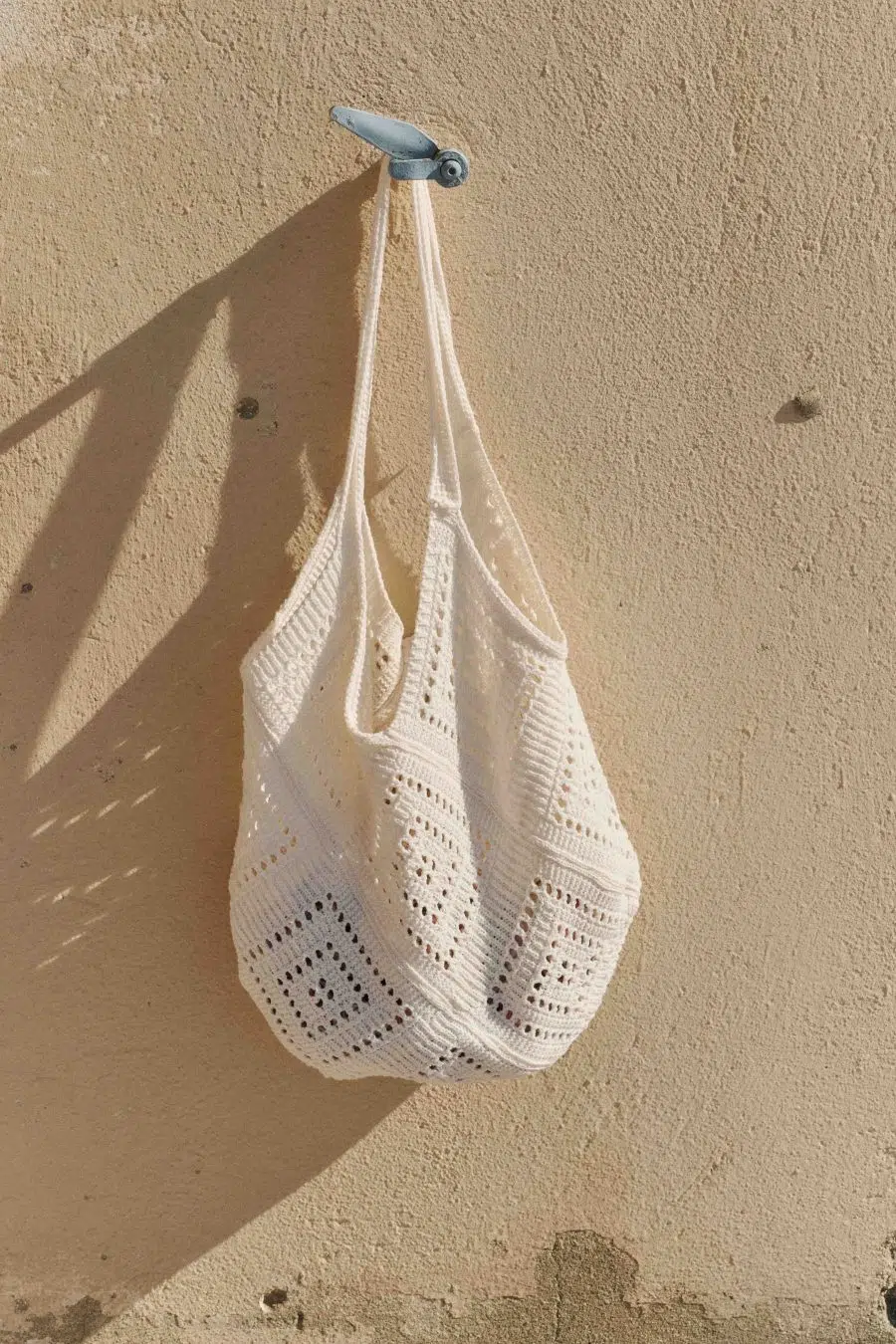 Femme sac cabas blanc en maille crocheté - grande contenance - réversible