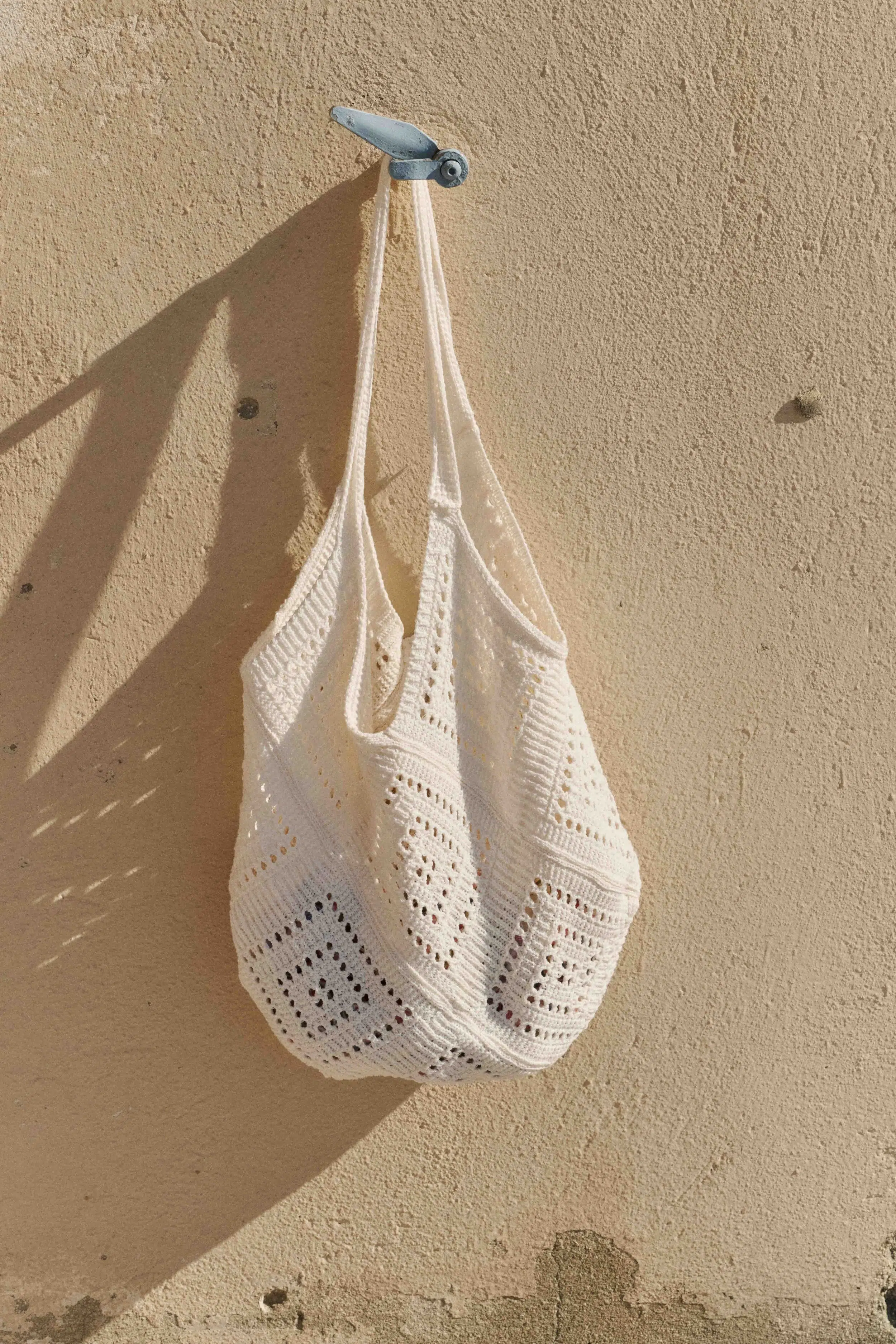 Femme sac cabas blanc en maille crocheté - grande contenance - réversible