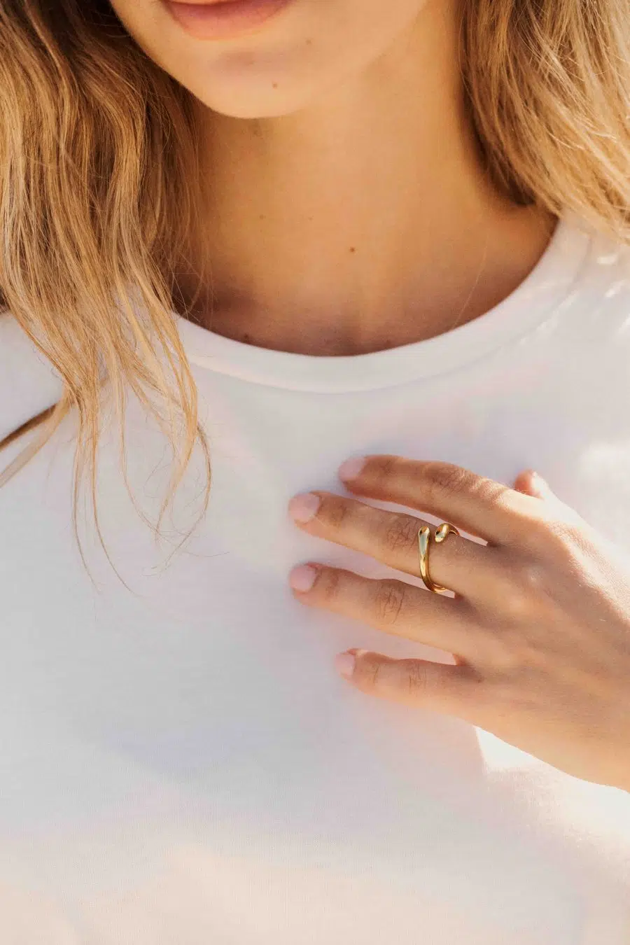 Bague ouverte dorée - deux extrémités
