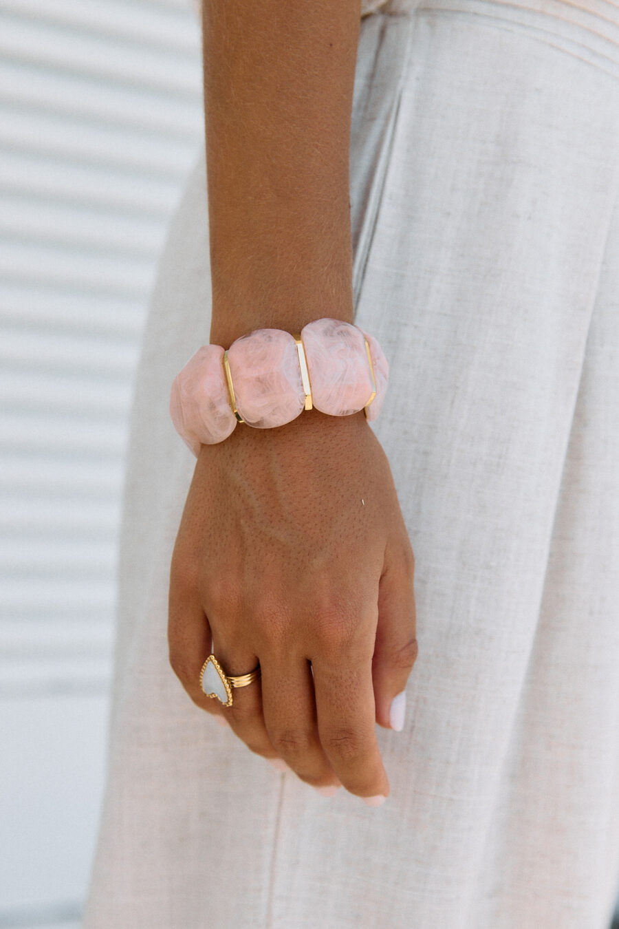 Bracelet Giano Sahoma couleur rose marbré, modèle épais