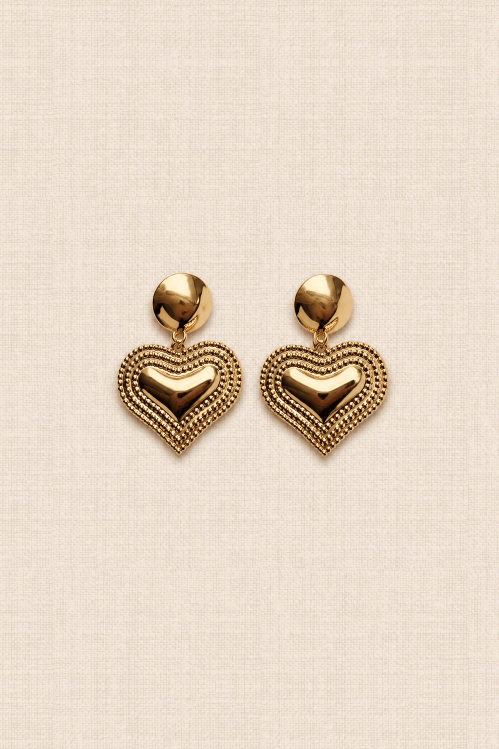 boucles d'oreilles pendantes dorées cœur texturé - Sahoma