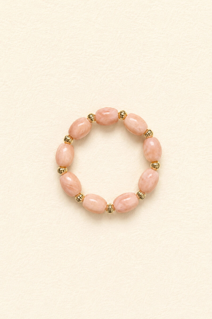 Bracelet Lison Sahoma aux grosses perles ovales roses montées sur élastique - Sahoma