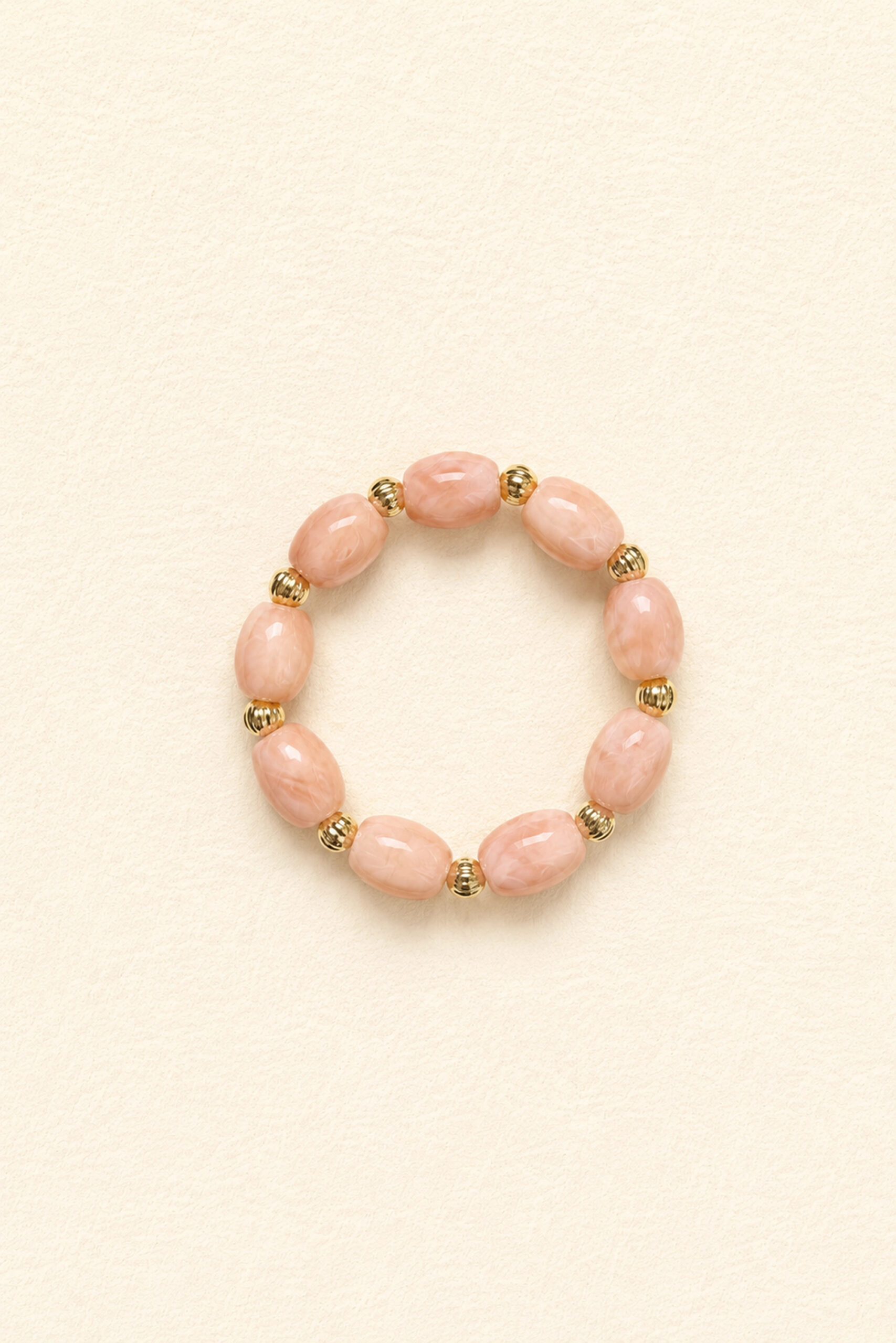 bracelet-lison-rose-packshot-sahoma-00003 Bracelet Lison Sahoma aux grosses perles ovales roses montées sur élastique - Sahoma