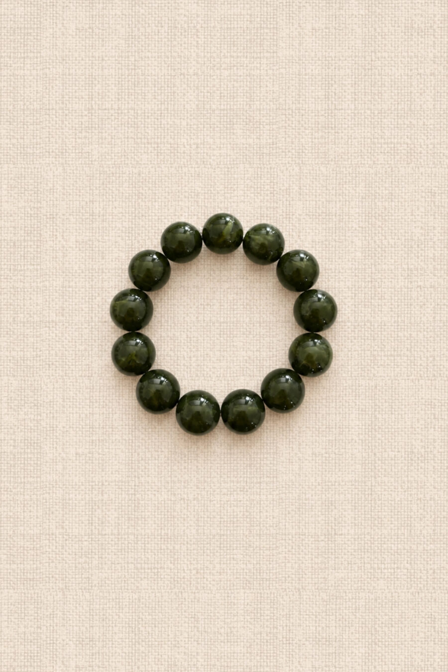 Bracelet grosses perles rondes effet marbré vert | Sahoma