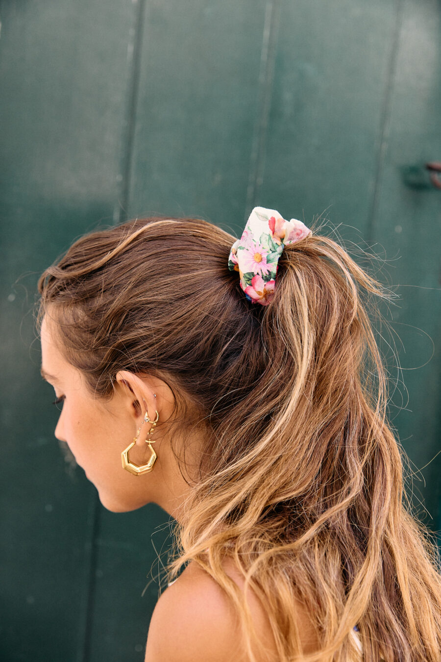 Chouchou femme en tissu - imprimé fleuri multicolore