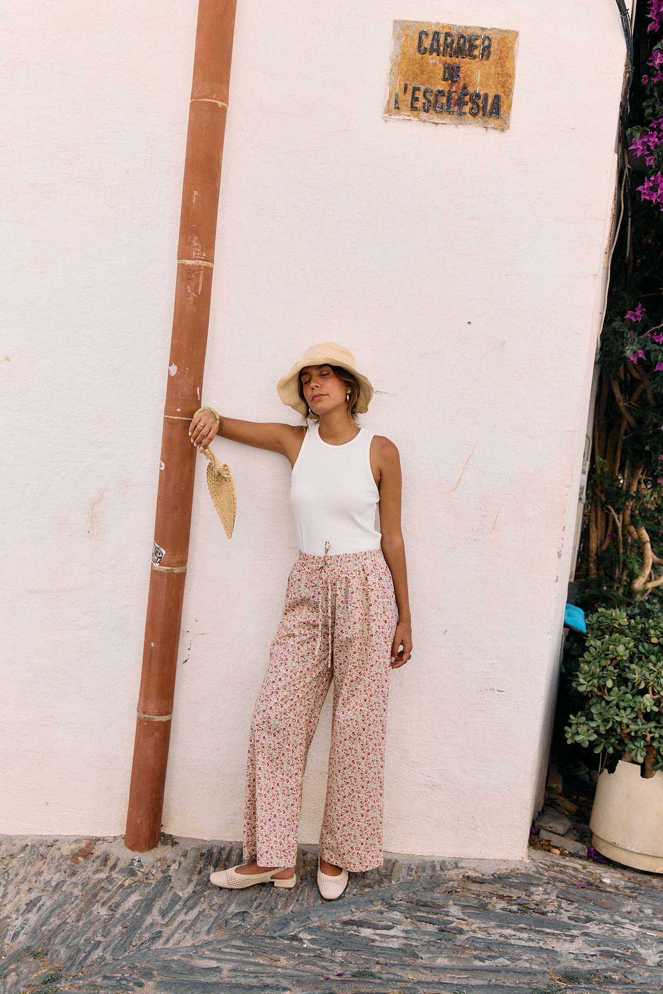 pantalon-evonie-rose-sahoma-00002 Pantalon femme coupe droite imprimé fleuri rose - Sahoma