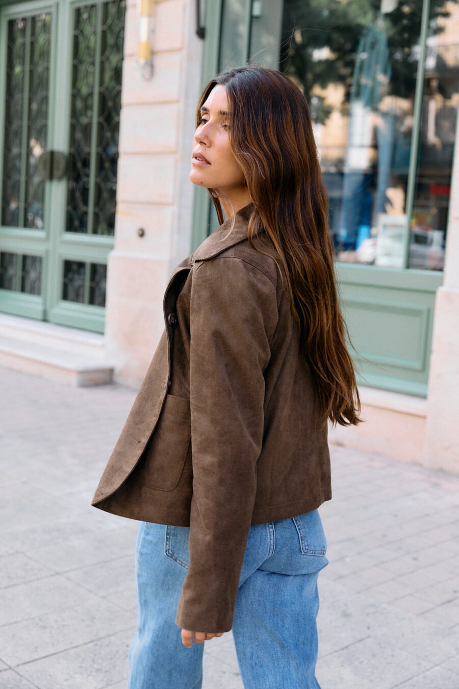 Veste femme en suédine marron - Sahoma