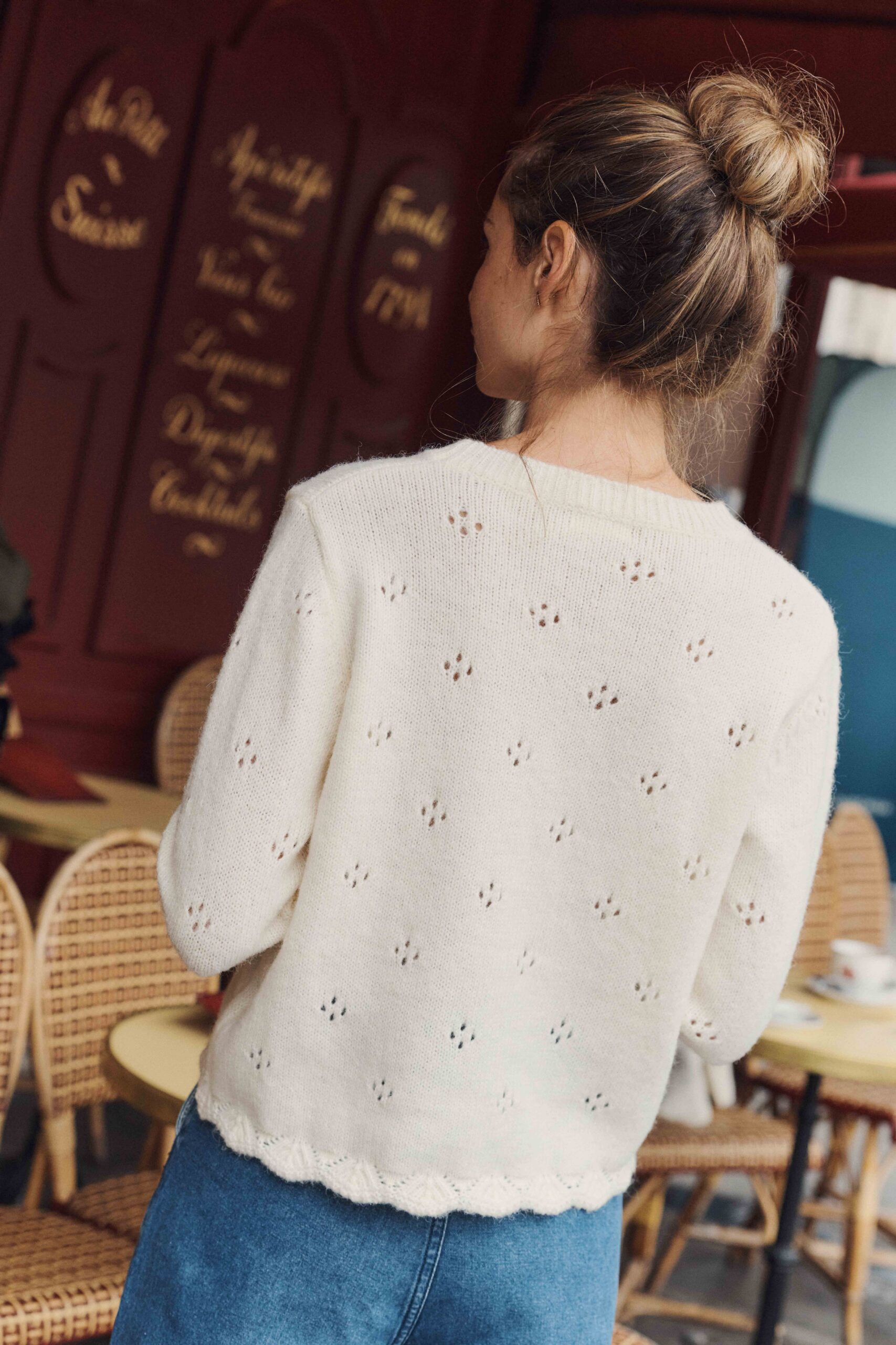 Sahoma_sept2026_Day2_0529 Sahoma | Pull Ines pour femme en maille ajouré crème | manches longues
