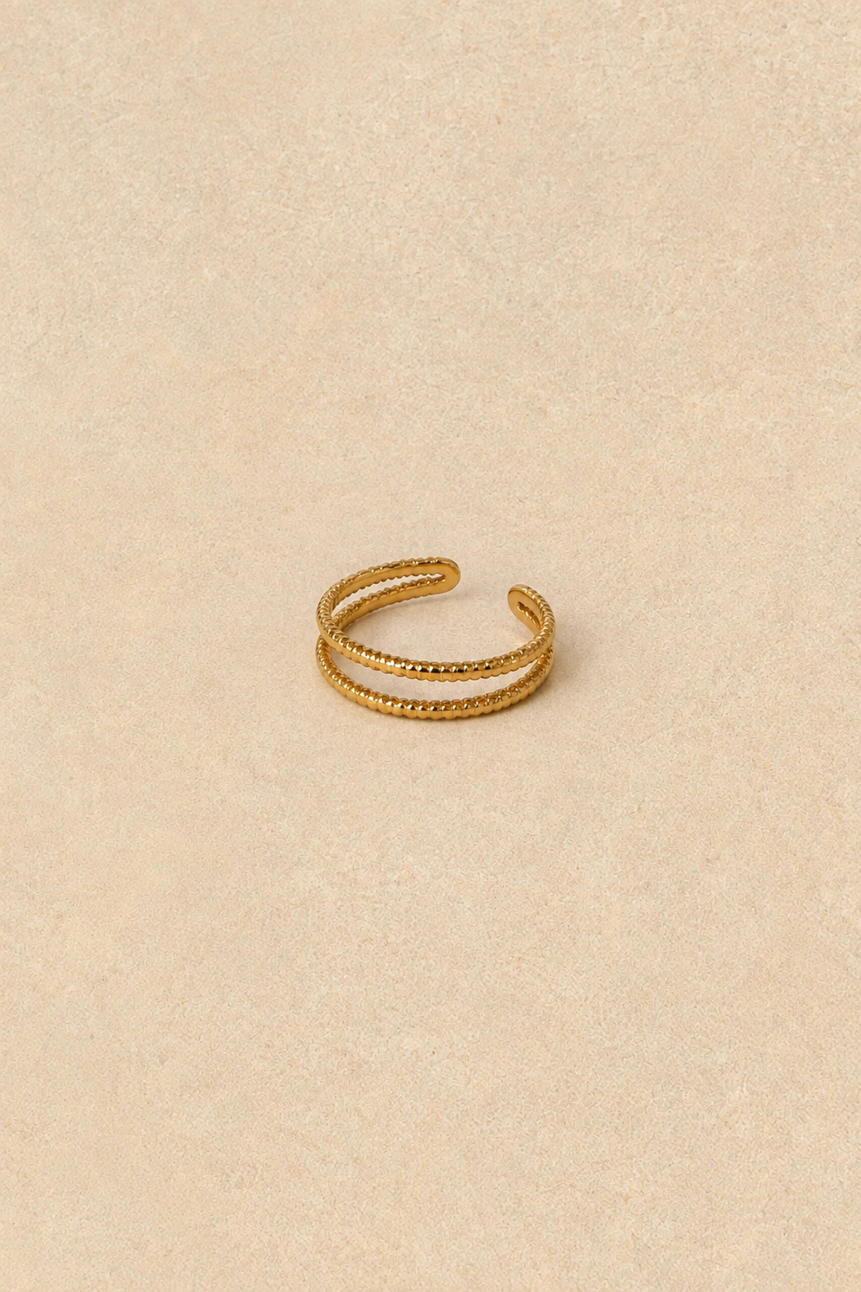 Bague fine ouverte | double anneau doré texturé | sahoma