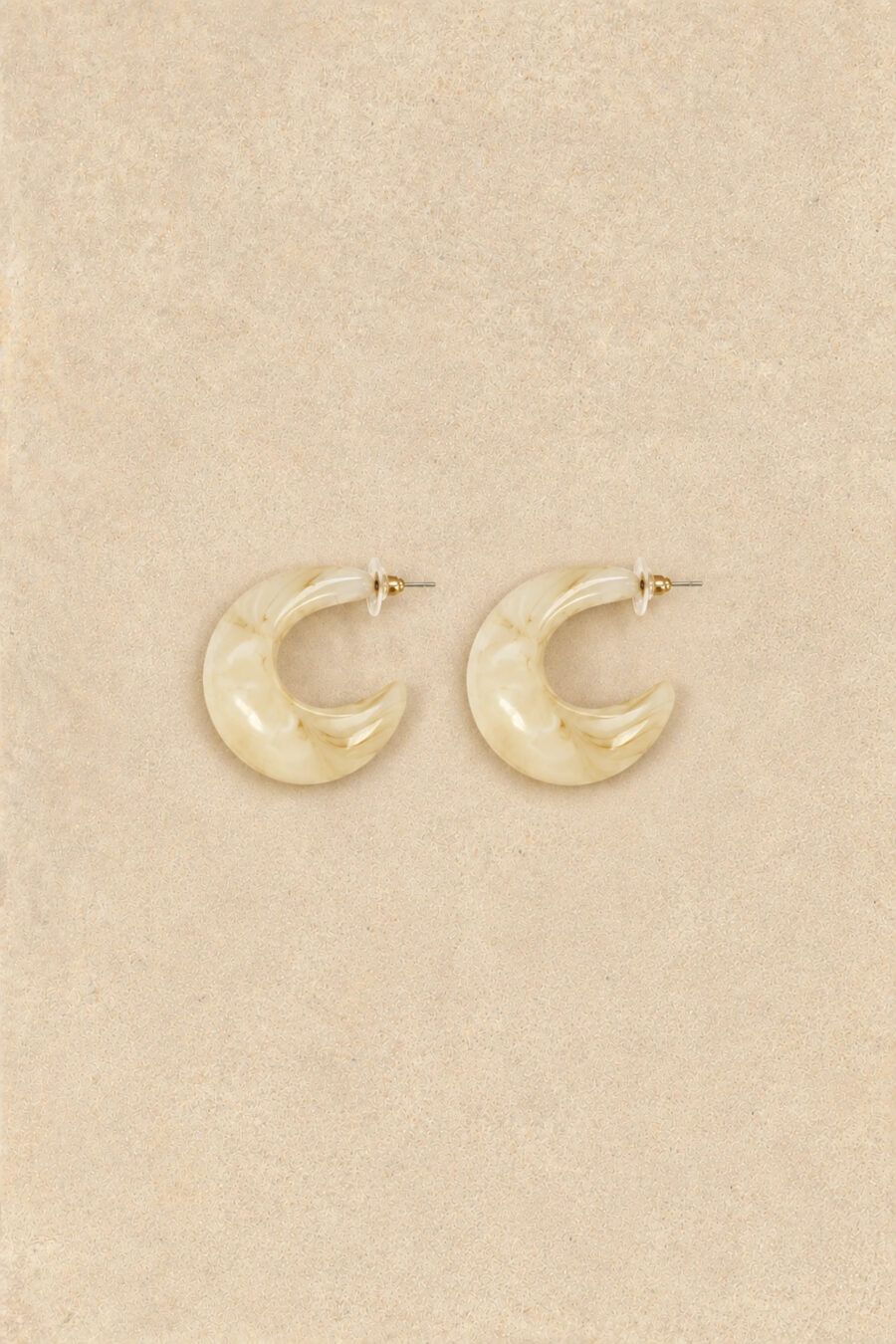 Boucles d'oreilles forme organique épaisse couleur ivoire | Sahoma