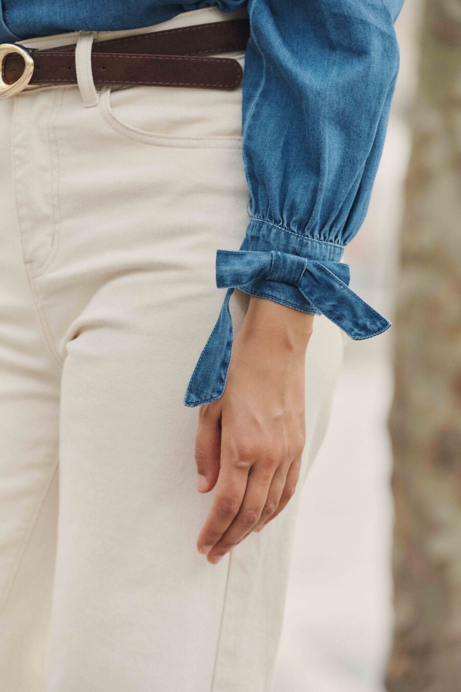 Chemise femme en jean bleue | manches longues - intemporel | Sahoma