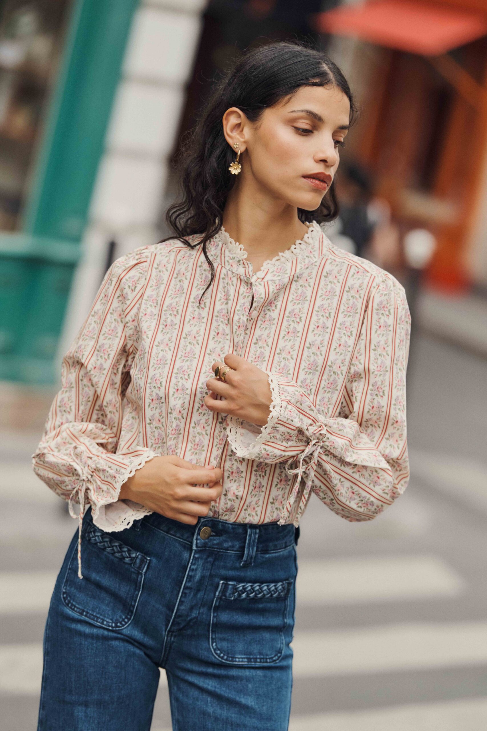 chemise-pia-fleurie-sahoma-00003 Blouse femme | beige imprimé fleuri | col rond | Sahoma