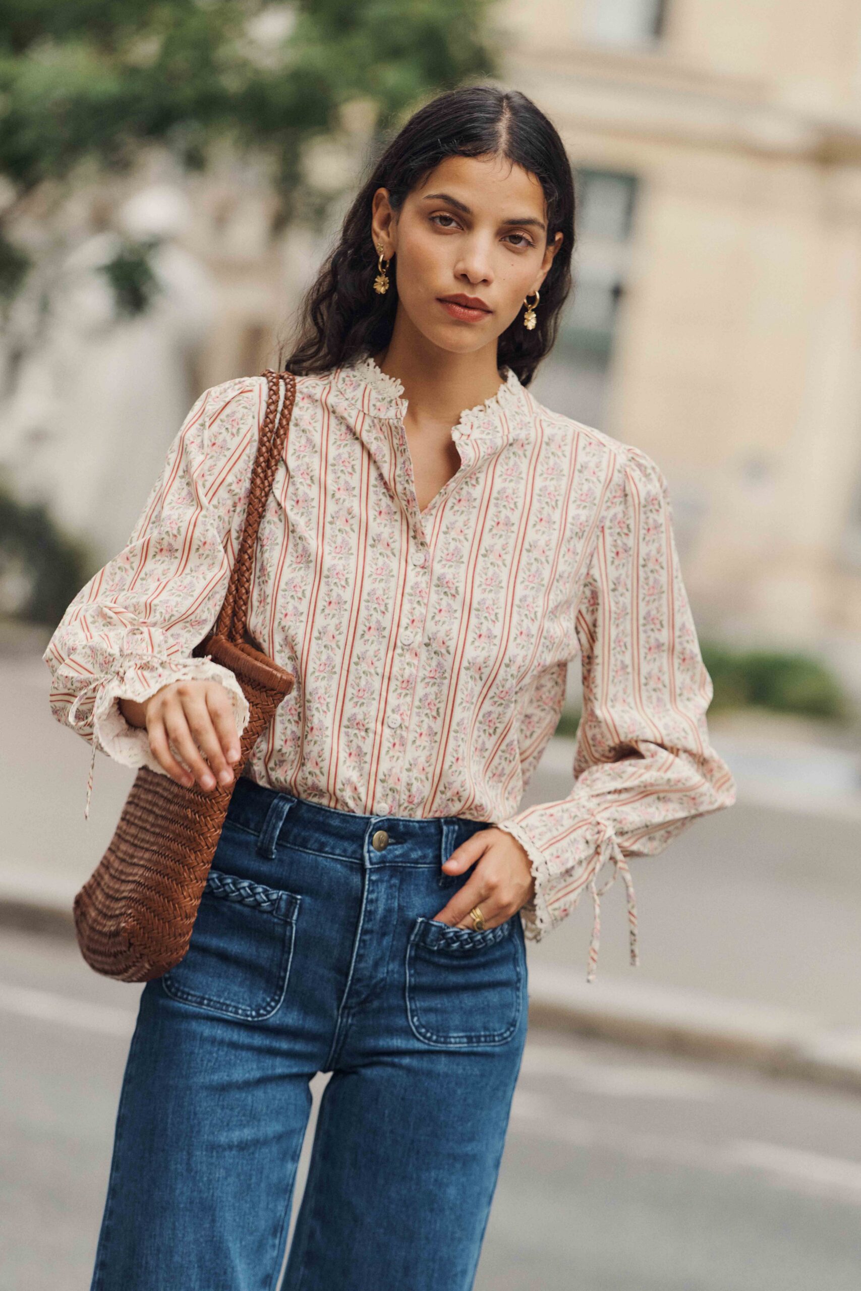 chemise-pia-fleurie-sahoma-00007 Blouse femme | beige imprimé fleuri | col rond | Sahoma