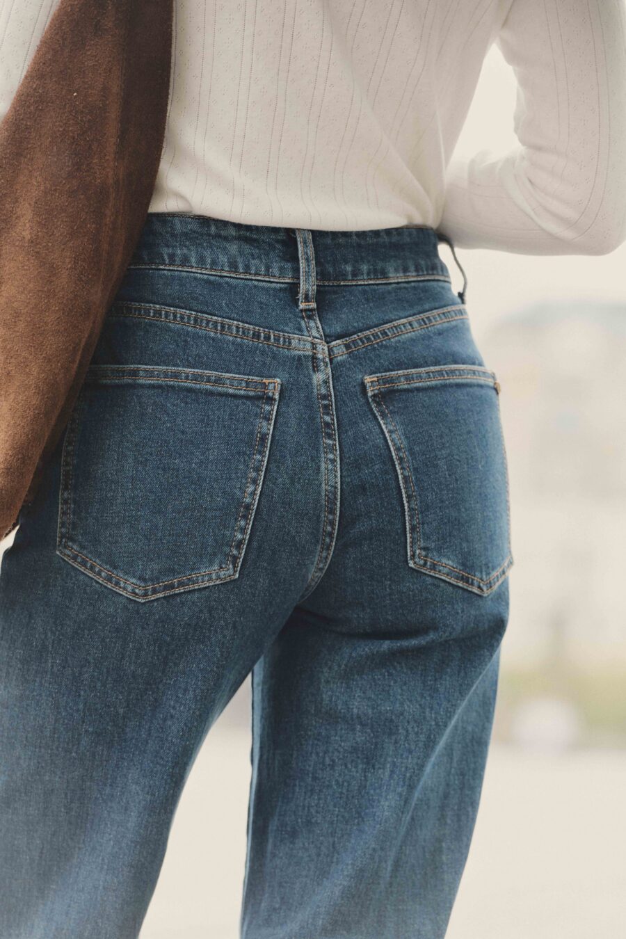 Jean femme évasé taille haute bleu foncé | Sahoma