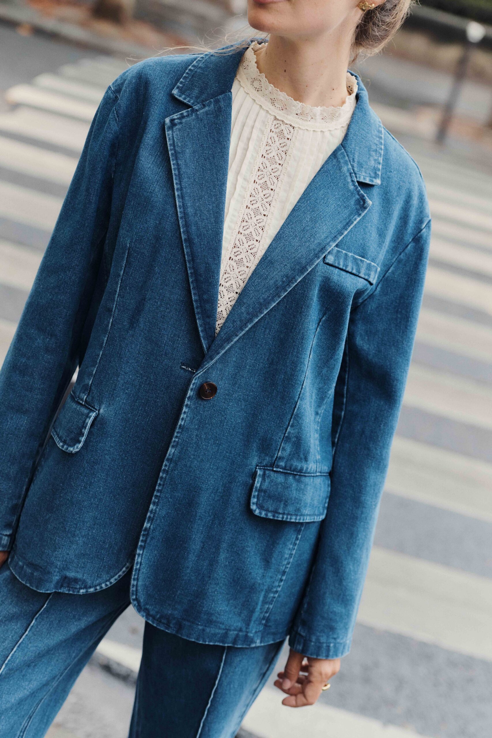 Sahoma | Veste Leonard | blazer pour femme en jean bleu