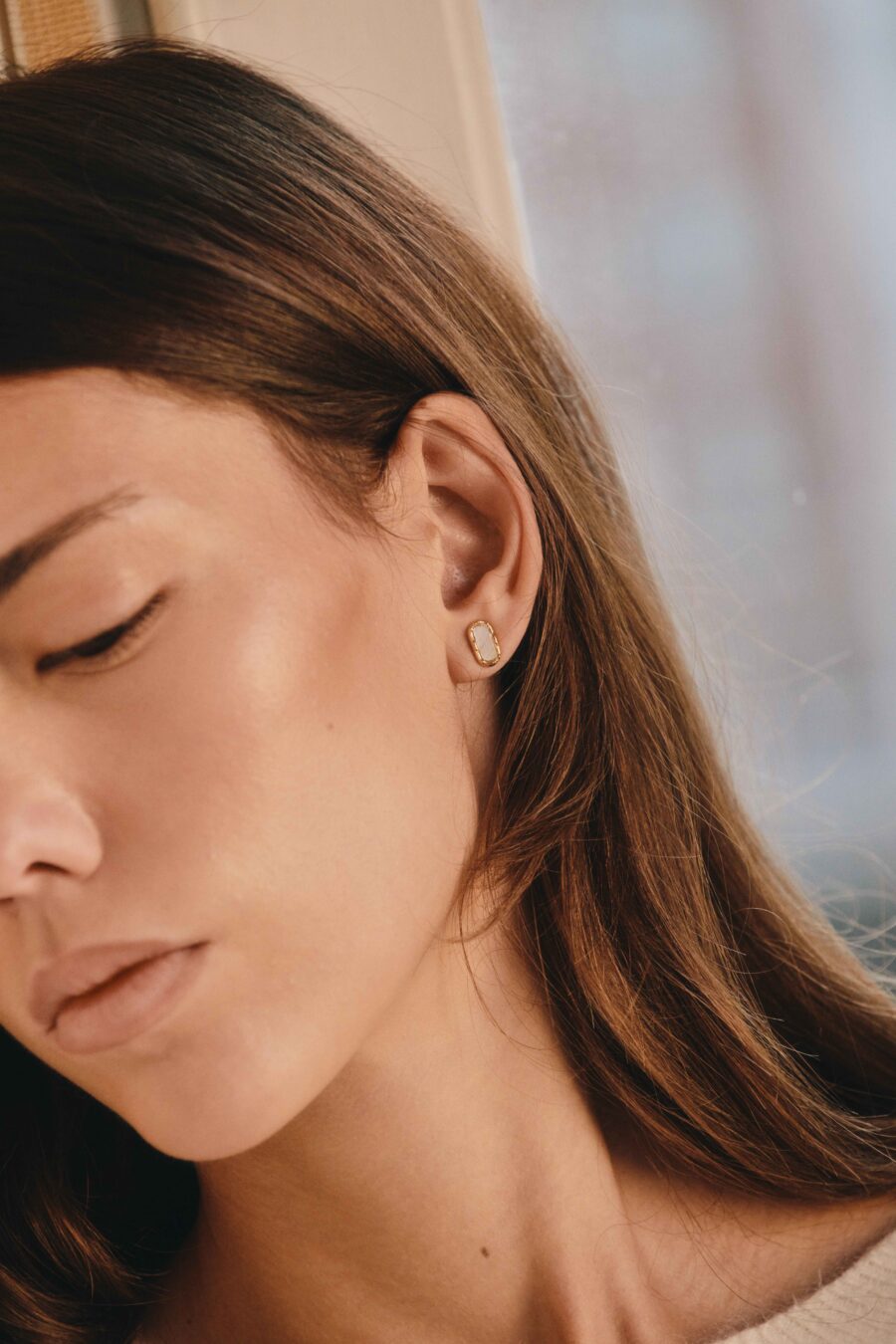 Boucles d’oreilles femme puces forme rectangulaire | Sahoma