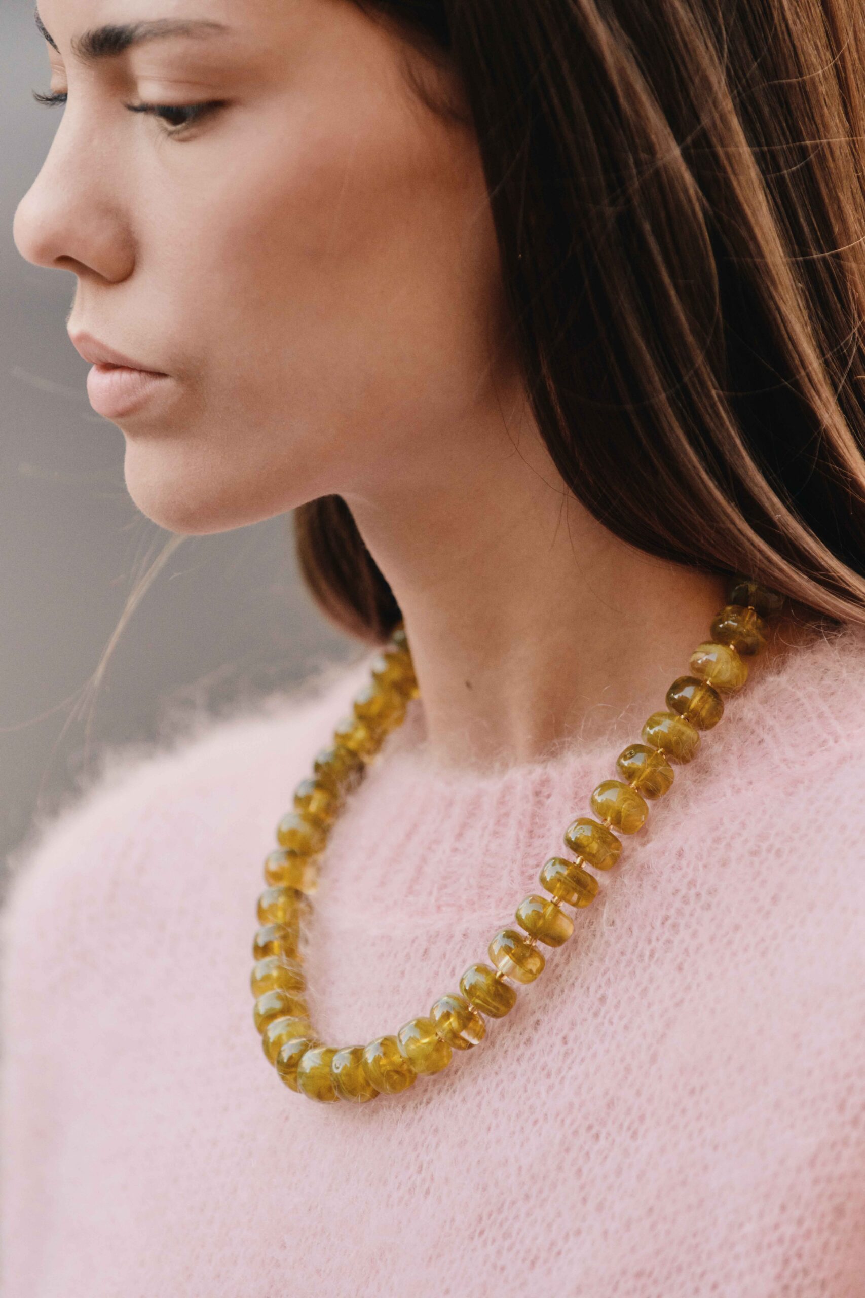 Collier à grosses perles vertes translucides | Sahoma