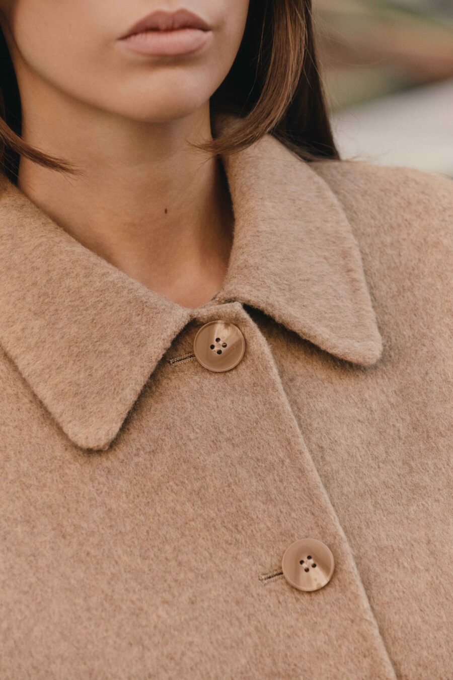 Veste - manteau de femme court taupe | laine et cahemire | élégant - parfait pour la mi-saison | Sahoma