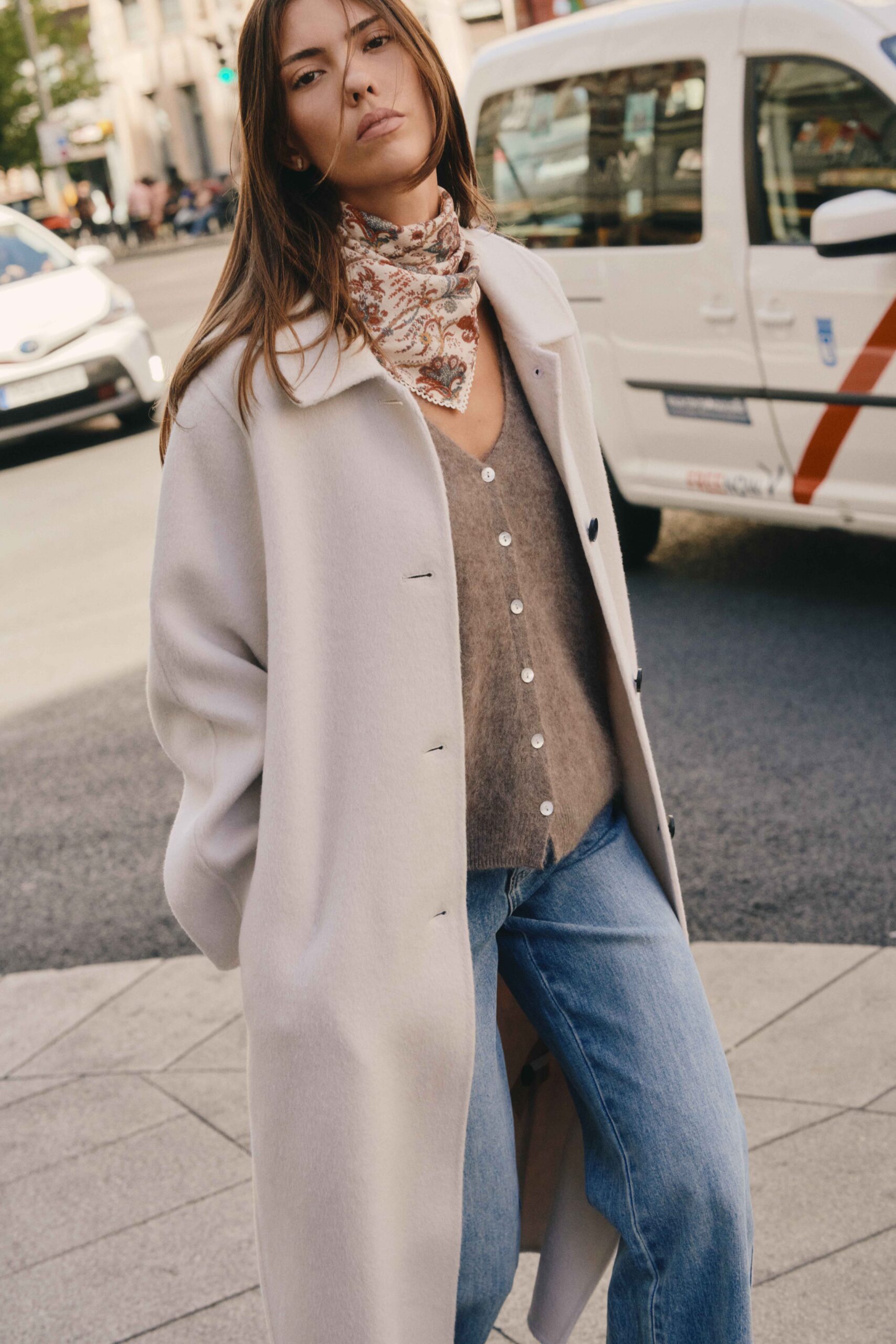 manteau-senan-creme-sahoma-00003 Manteau long de femme beige crème | laine et cahemire | élégant - parfait pour l'automne/hiver | Sahoma