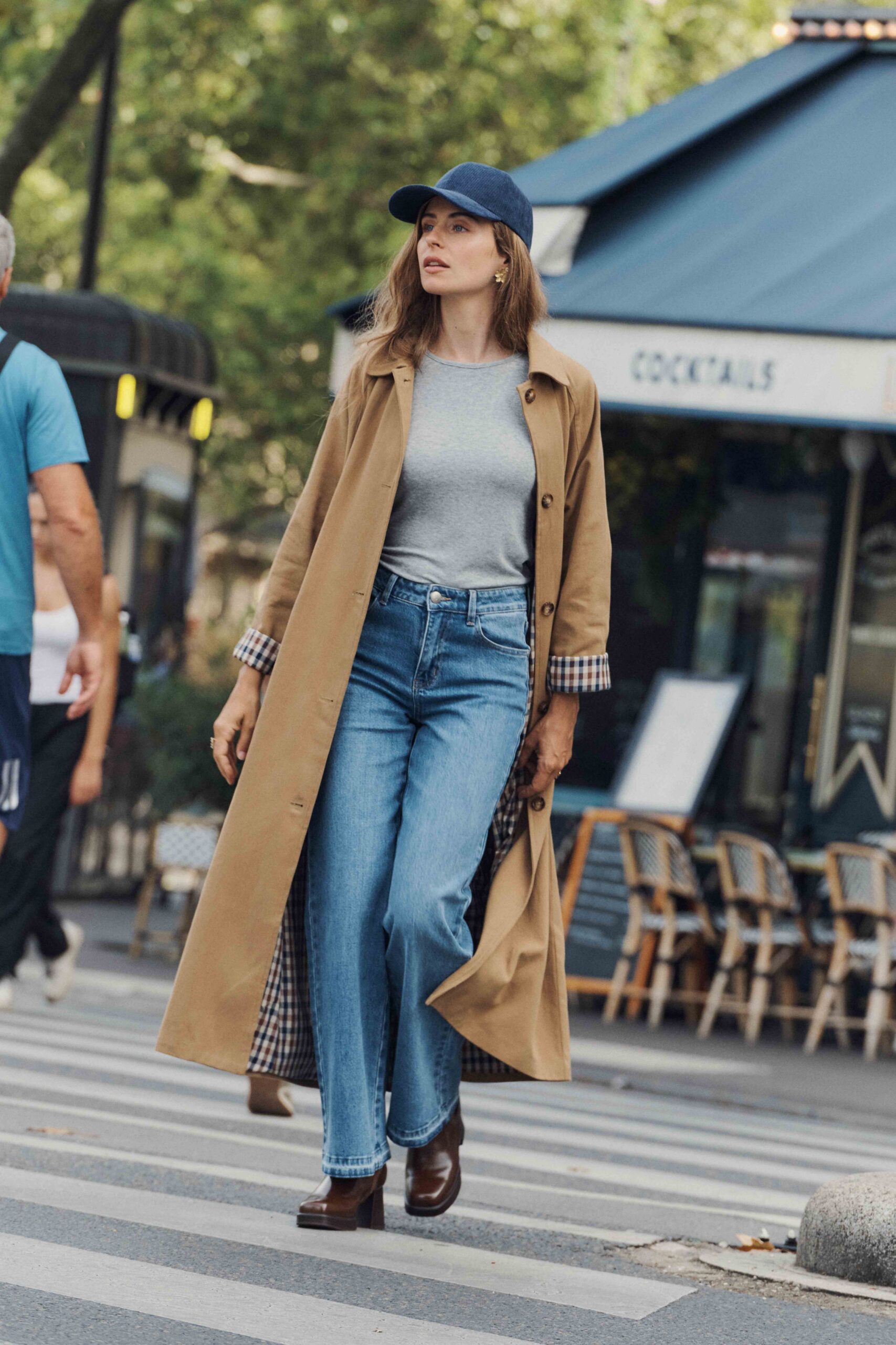 trench-edmond-beige-sahoma-00005 Trench femme coupe longue | beige camel | Doublure vichy contrastante | Élégant et déperlant | Sahoma