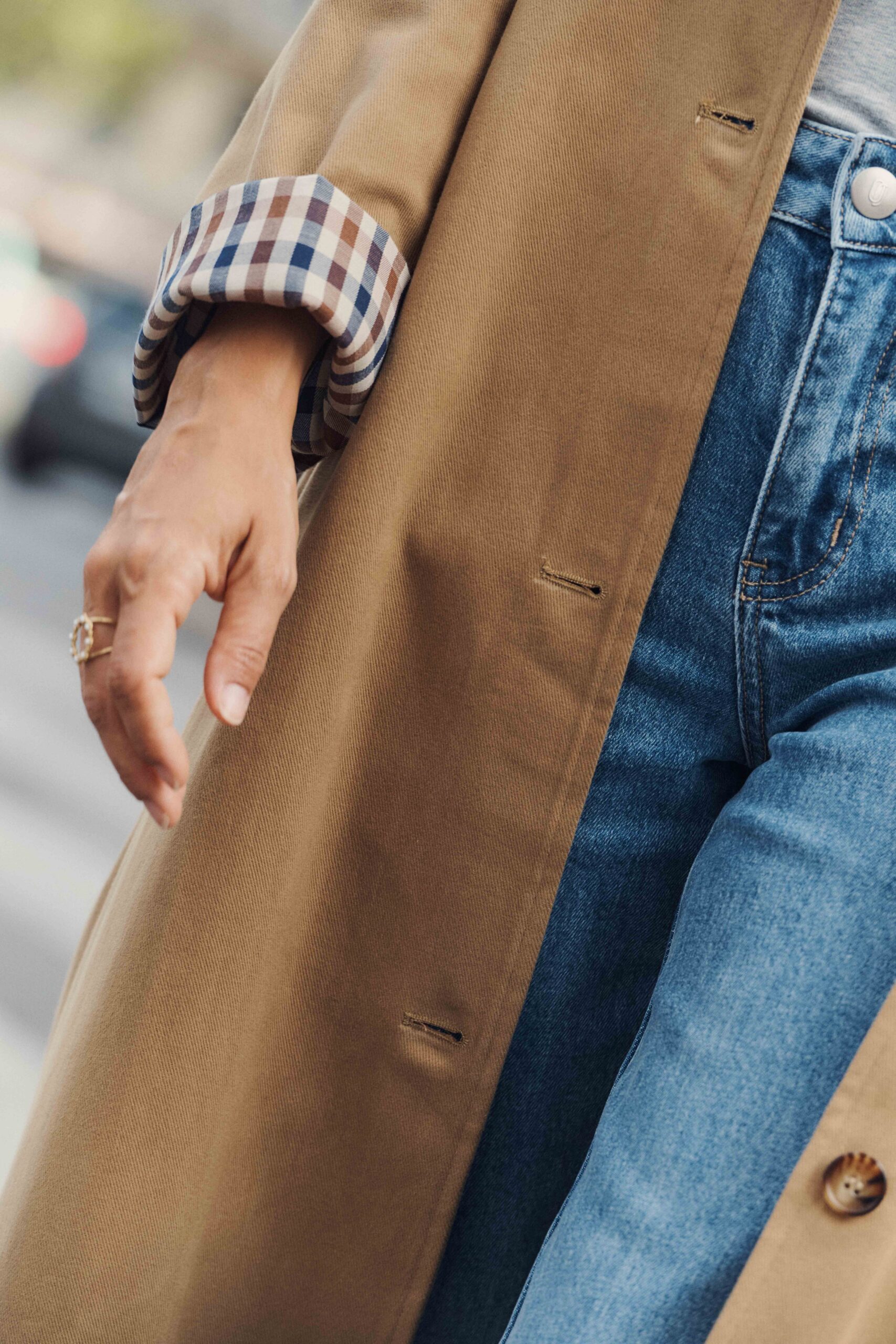 trench-edmond-beige-sahoma-00007 Trench femme coupe longue | beige camel | Doublure vichy contrastante | Élégant et déperlant | Sahoma